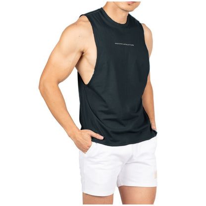 Private Structure เสื้อกล้ามออกกำลังกาย Crew Neck Easy Fit Muscle Tee – Velvet Black [4720] / นายแบบอก 41" Size M
