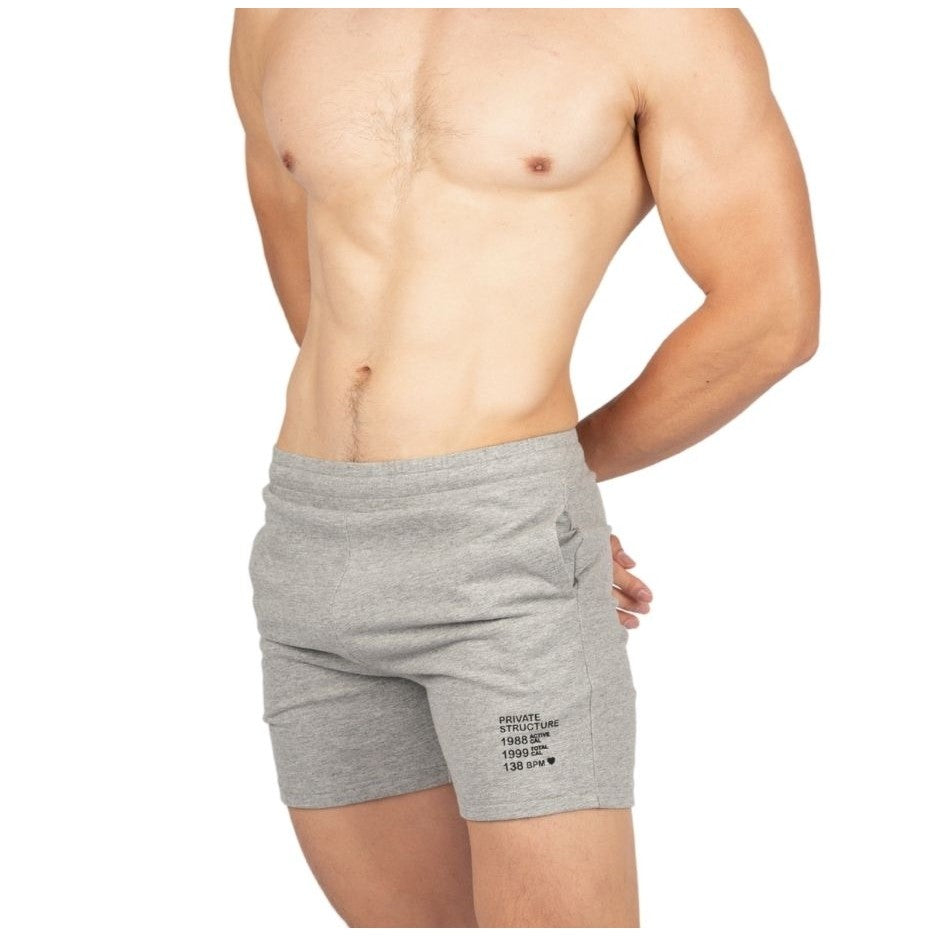 Private Structure กางเกงขาสั้นออกกำลังกาย  Sweat Shorts – Melange Grey [4697] / นายแบบเอว 30" Size M