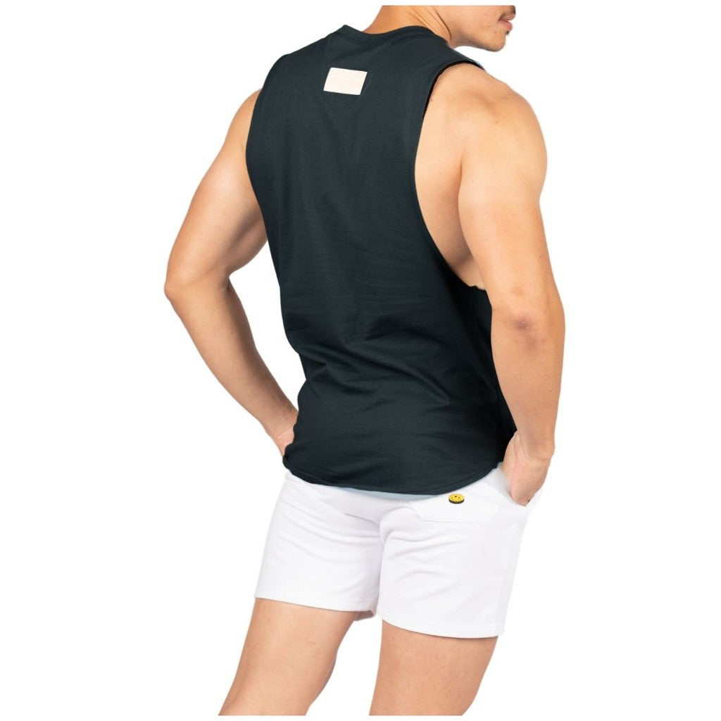 Private Structure เสื้อกล้ามออกกำลังกาย Crew Neck Easy Fit Muscle Tee – Velvet Black [4720] / นายแบบอก 41" Size M