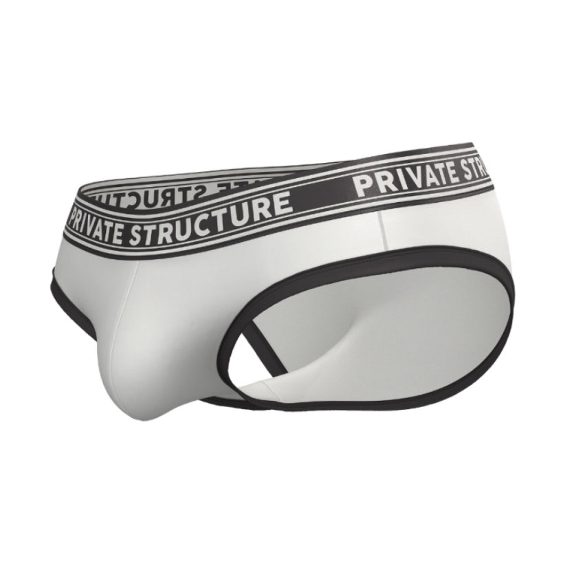 Private Structure กางเกงชั้นในชาย รุ่น Viscose From Bamboo Mid Waist Brief - White/BK [4378]