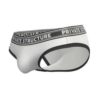 Private Structure กางเกงชั้นในชาย รุ่น Viscose From Bamboo Mid Waist Brief - White/BK [4378]