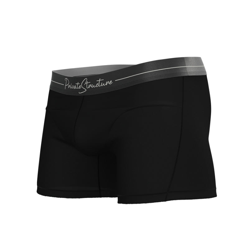 Private Structure กางเกงชั้นในชาย รุ่น Tencel Mid Waist Boxer Brief - Velvet Black [4381]