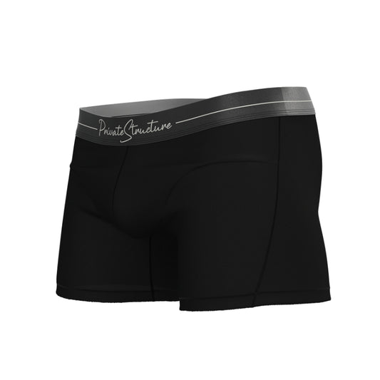 Private Structure กางเกงชั้นในชาย รุ่น Tencel Mid Waist Boxer Brief - Velvet Black [4381]