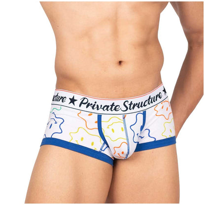 Private Structure กางเกงชั้นในชาย รุ่น Classic Motif Trunk - Distortion Smiley White [4591]