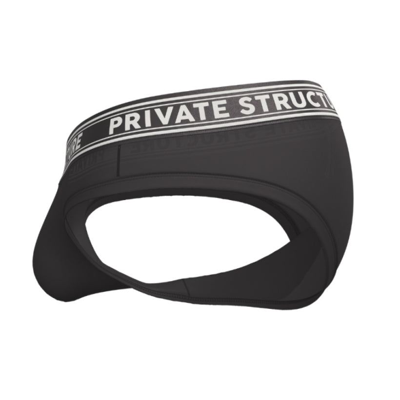 Private Structure กางเกงชั้นในชาย รุ่น Viscose From Bamboo Mid Waist Brief - Black [4378]