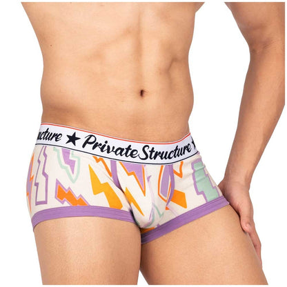 Private Structure กางเกงชั้นในชาย รุ่น Classic Motif Trunk - Disco Thunder Off White [4591]