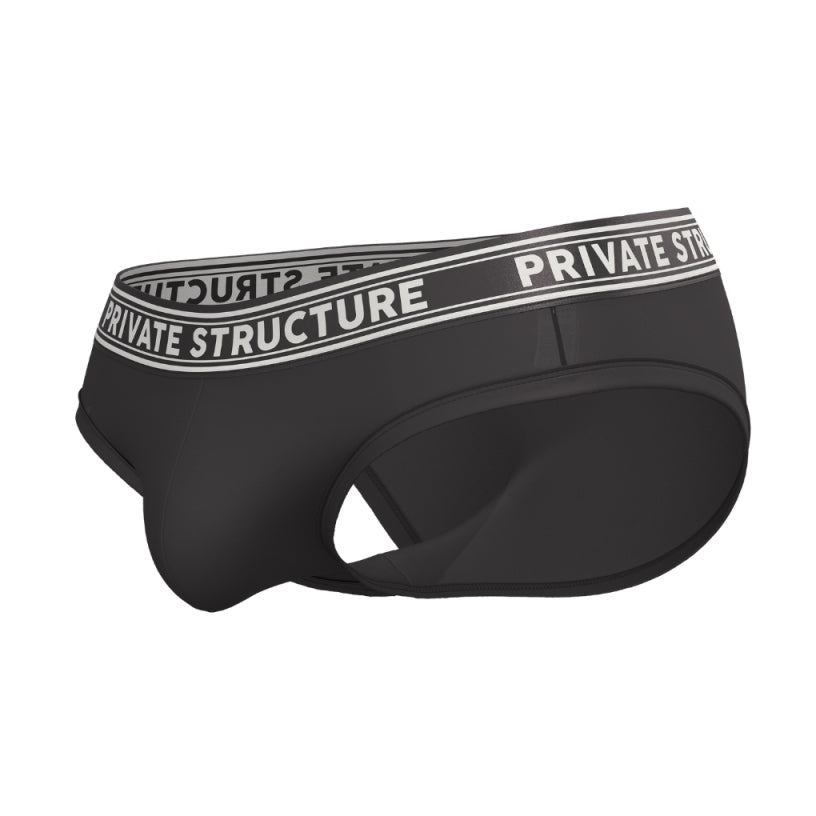 Private Structure กางเกงชั้นในชาย รุ่น Viscose From Bamboo Mid Waist Brief - Black [4378]