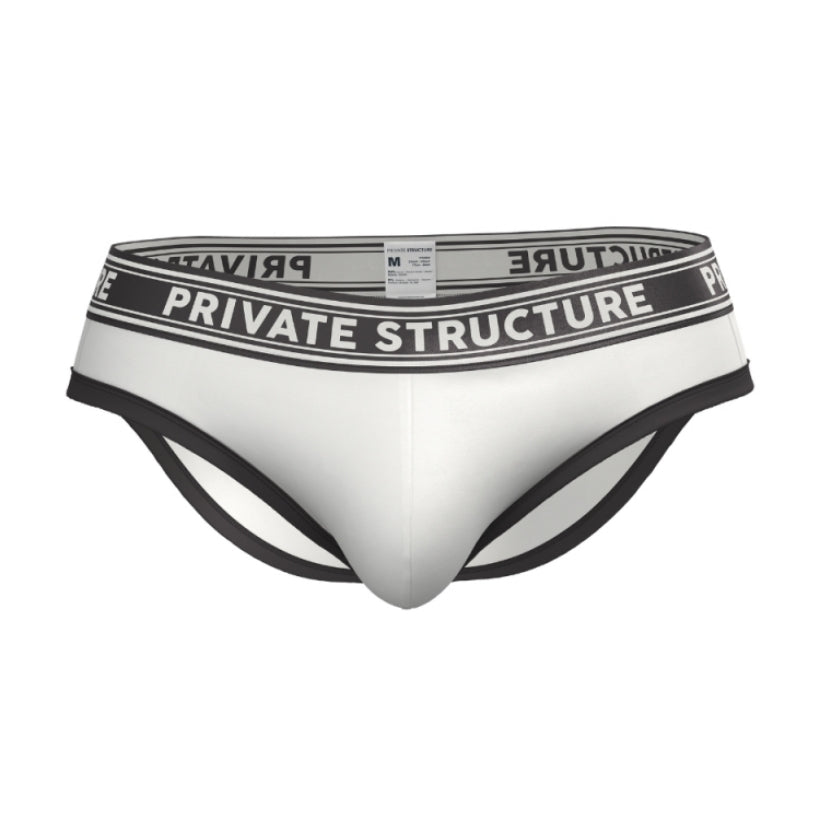 Private Structure กางเกงชั้นในชาย รุ่น Viscose From Bamboo Mid Waist Brief - White/BK [4378]