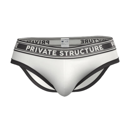 Private Structure กางเกงชั้นในชาย รุ่น Viscose From Bamboo Mid Waist Brief - White/BK [4378]