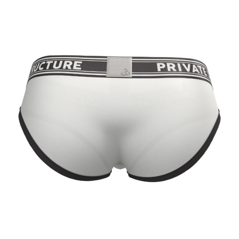 Private Structure กางเกงชั้นในชาย รุ่น Viscose From Bamboo Mid Waist Brief - White/BK [4378]