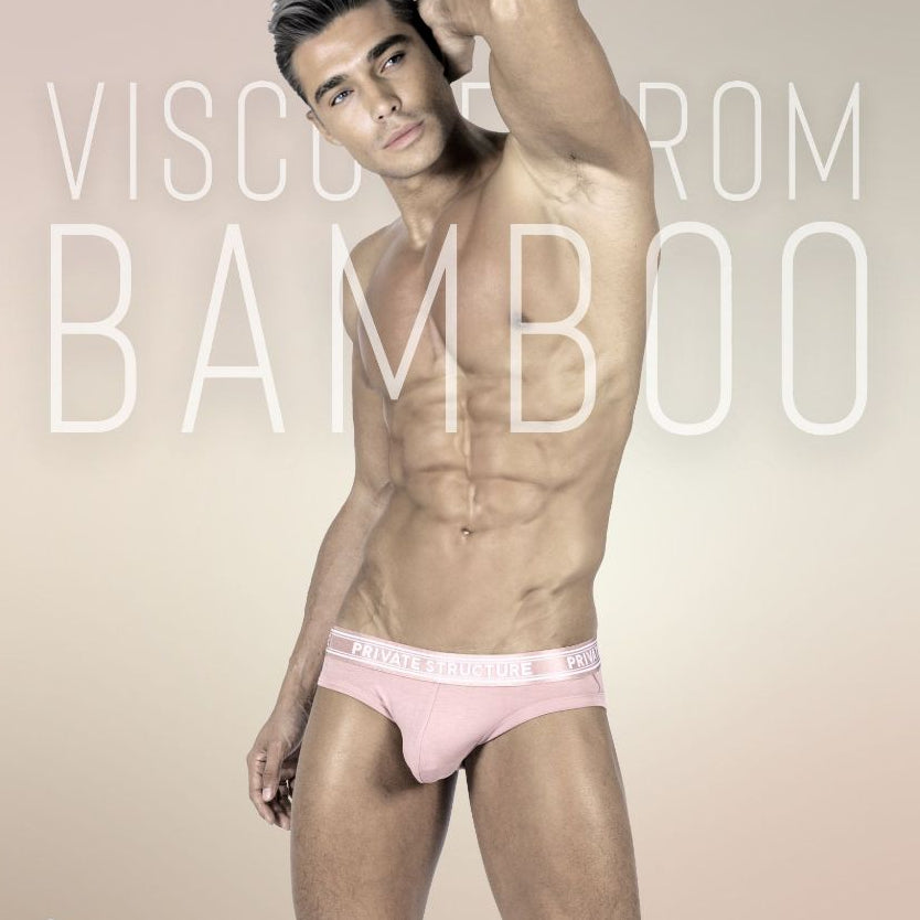 Private Structure กางเกงชั้นในชาย รุ่น Viscose From Bamboo Mid Waist Brief - White/Bls [4378]