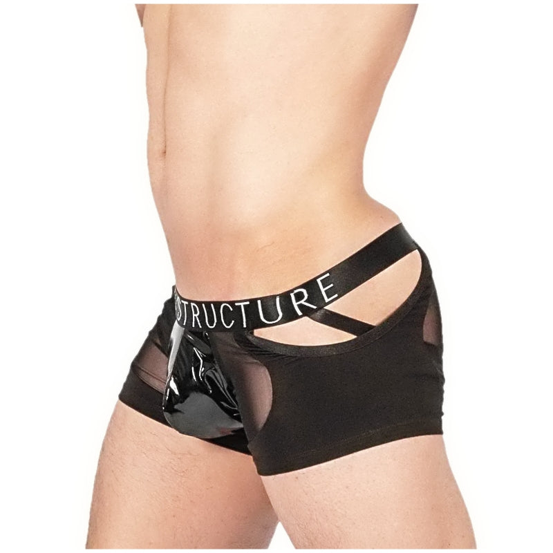 Private Structure กางเกงชั้นในชาย รุ่น Alpha Low Waist Mesh Back Jockstrap Trunk - Shades of Black [4420]
