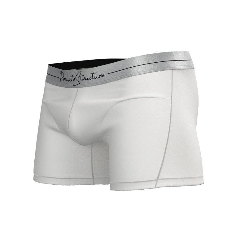 Private Structure กางเกงชั้นในชาย รุ่น Tencel Mid Waist Boxer Brief - Cotton White [4381]