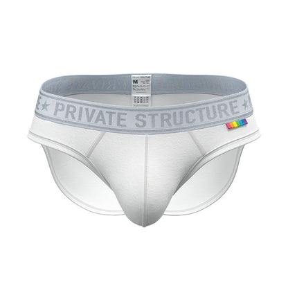 Private Structure กางเกงชั้นในชาย รุ่น  PRD Mid Waist Mini Brief - Pure White [4385]