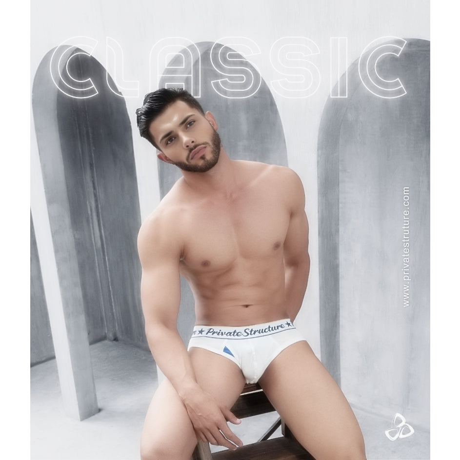 Private Structure กางเกงชั้นในชาย รุ่น Classic Mid Waist Brief - Dew White [4529]