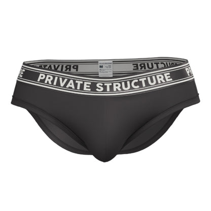 Private Structure กางเกงชั้นในชาย รุ่น Viscose From Bamboo Mid Waist Brief - Black [4378]