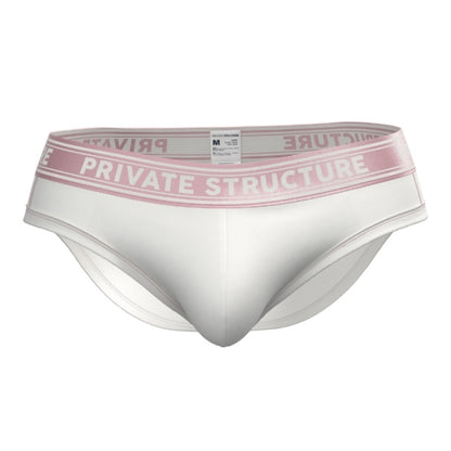 Private Structure กางเกงชั้นในชาย รุ่น Viscose From Bamboo Mid Waist Brief - White/Bls [4378]