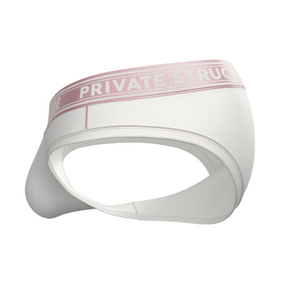 Private Structure กางเกงชั้นในชาย รุ่น Viscose From Bamboo Mid Waist Brief - White/Bls [4378]