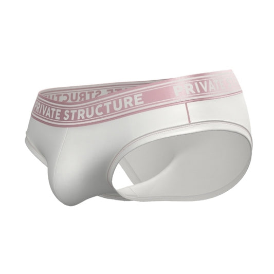 Private Structure กางเกงชั้นในชาย รุ่น Viscose From Bamboo Mid Waist Brief - White/Bls [4378]