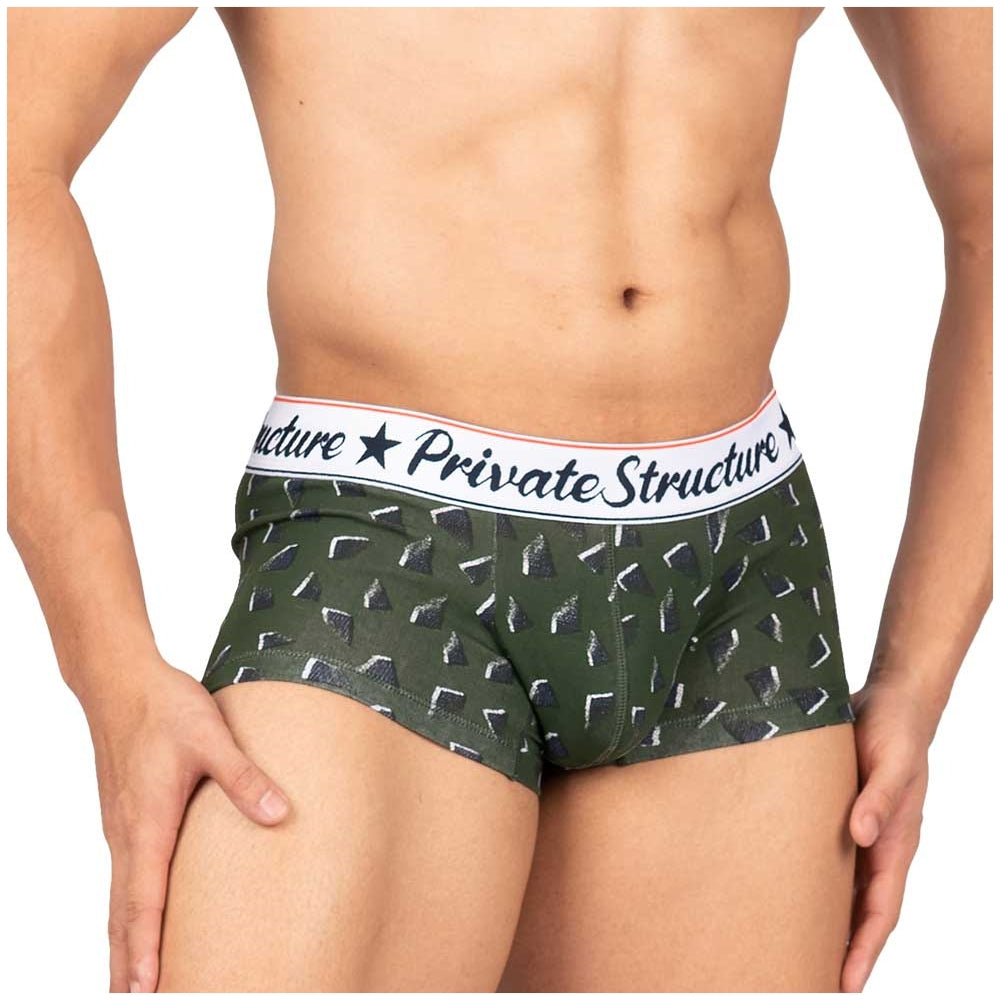 Private Structure กางเกงชั้นในชาย รุ่น Classic Motif Trunk - Fragments Basil Green [4592]