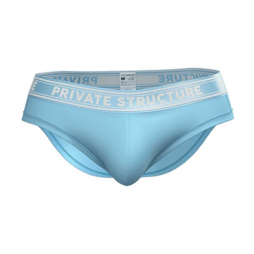 Private Structure กางเกงชั้นในชาย รุ่น Viscose From Bamboo Mid Waist Brief - Bright Cyan [4378]