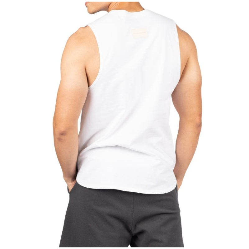 Private Structure เสื้อแขนกุด Crew Neck Easy Fit Muscle Tee – White [4717] / นายแบบอก 41" Size M