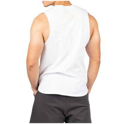 Private Structure เสื้อแขนกุด Crew Neck Easy Fit Muscle Tee – White [4717] / นายแบบอก 41" Size M
