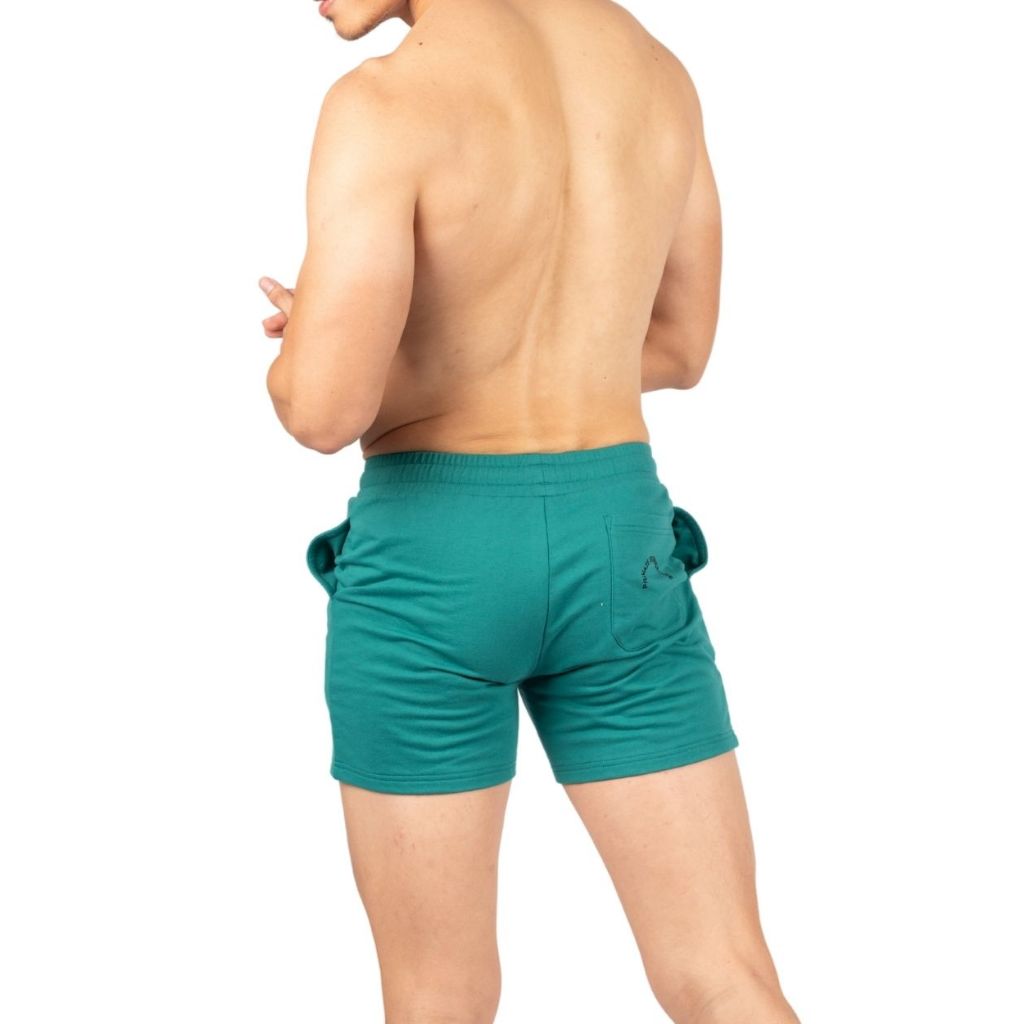 Private Structure กางเกงขาสั้นออกกำลังกาย Sweat Shorts – Green [4698] / นายแบบเอว 30" Size M