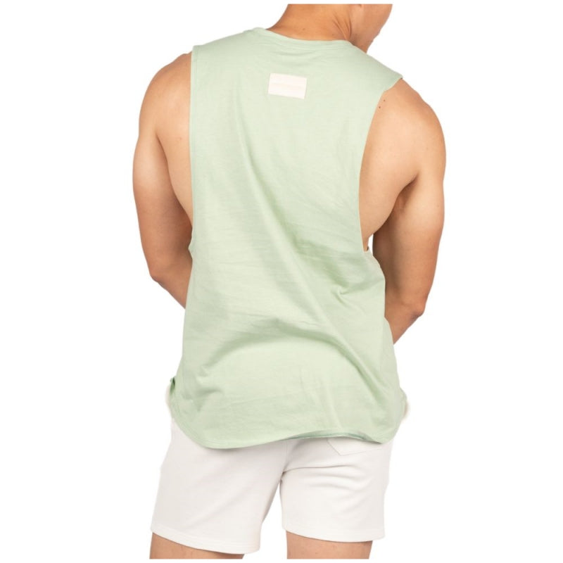 Private Structure เสื้อแขนกุด Fit Muscle Tee – Meadow Green [4716] / นายแบบอก 41" Size M