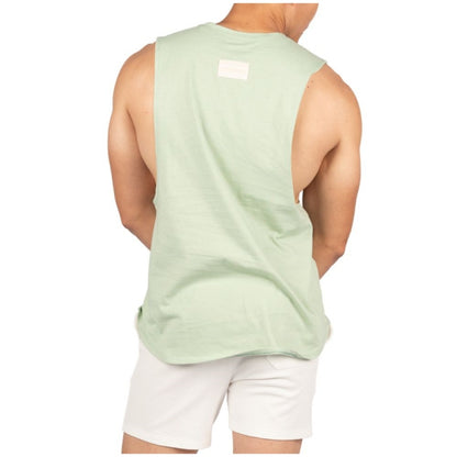 Private Structure เสื้อแขนกุด Fit Muscle Tee – Meadow Green [4716] / นายแบบอก 41" Size M