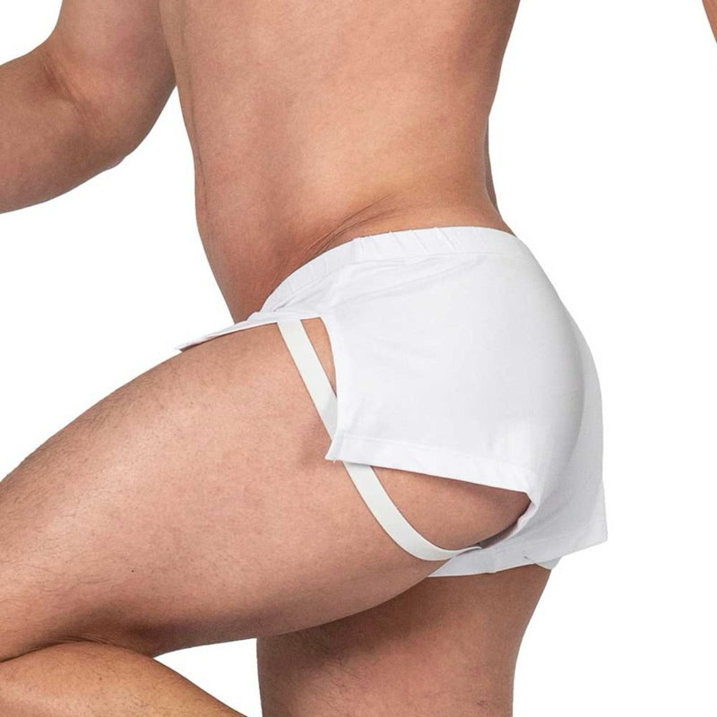 Private Structure กางเกงชั้นในชาย รุ่น Load My Mouth High Split Boxer (with Jockstrap) - White [4413]