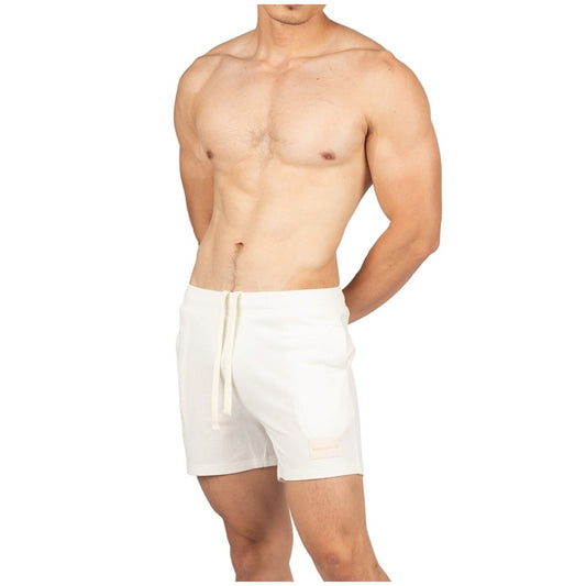 Private Structure กางเกงขาสั้นออกกำลังกาย Sweat Shorts – White [4704] / นายแบบเอว 30" Size M