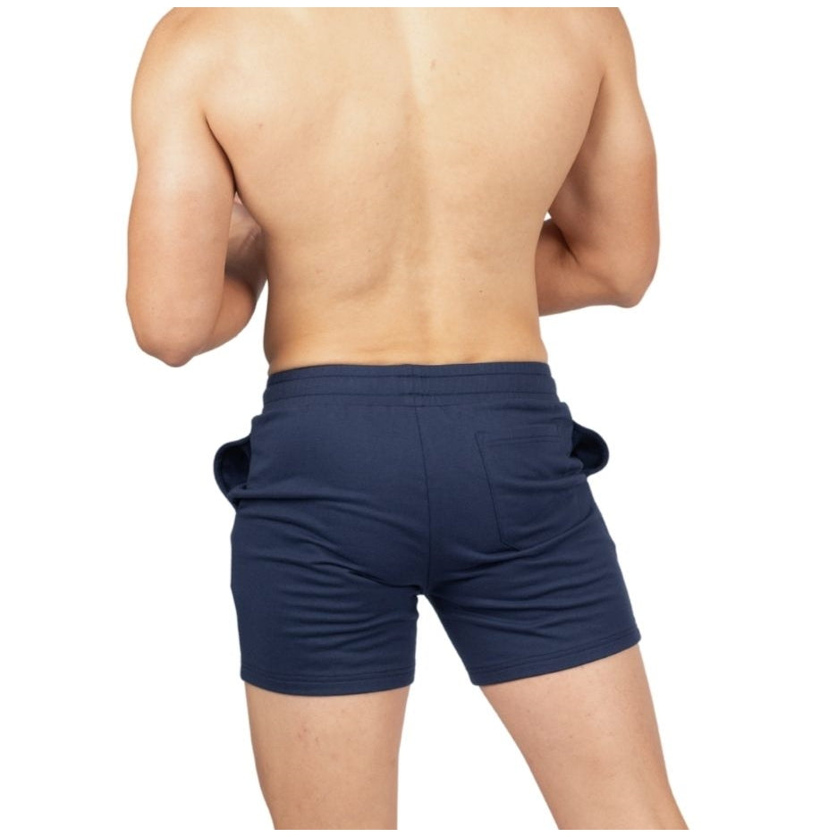 Private Structure กางเกงขาสั้นออกกำลังกายSweat Shorts – Navy Blue [4697] / นายแบบเอว 30" Size M