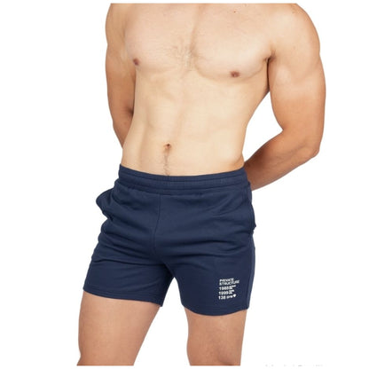 Private Structure กางเกงขาสั้นออกกำลังกายSweat Shorts – Navy Blue [4697] / นายแบบเอว 30" Size M
