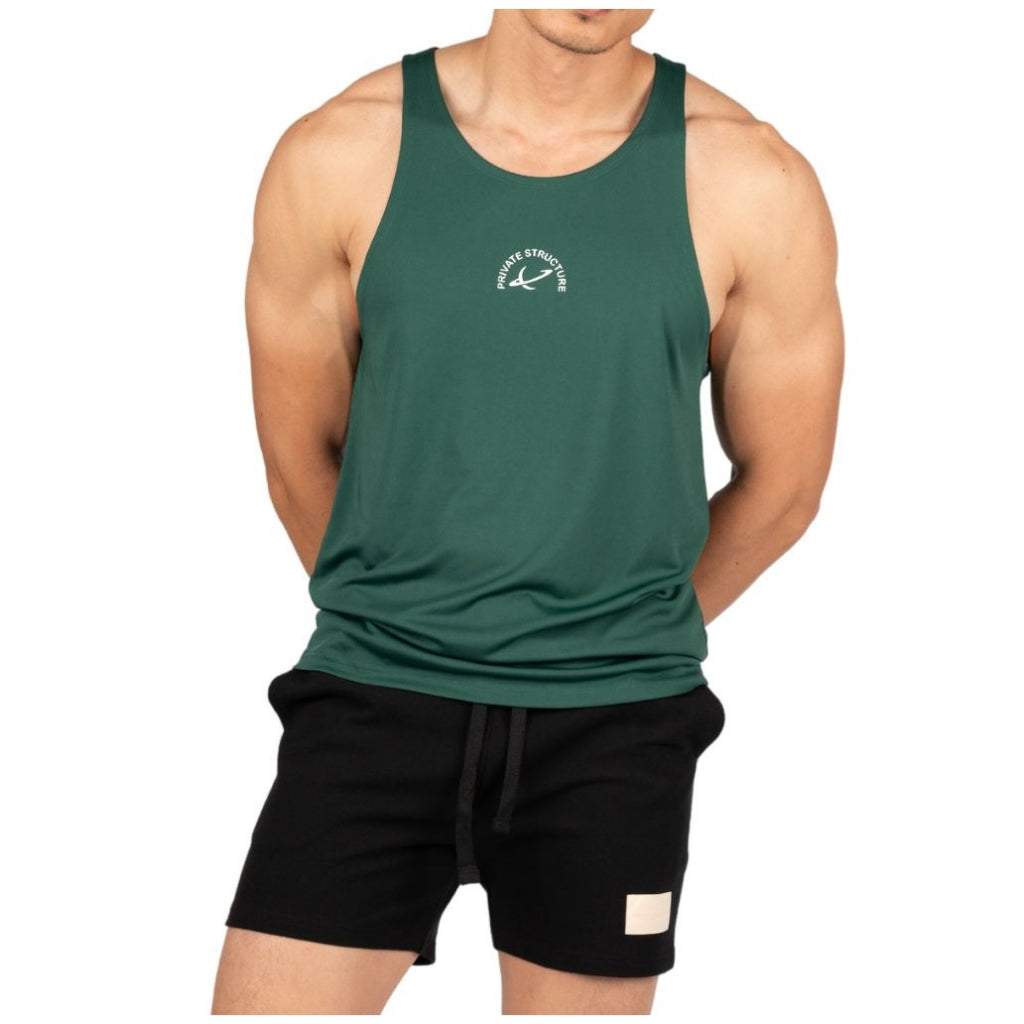 Private Structure เสื้อกล้ามออกกำลังกาย Easy Fit Jersey Tank – Forest Green [4709] / นายแบบอก 41" Size M