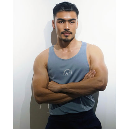 Private Structure เสื้อกล้ามออกกำลังกาย Easy Fit Jersey Tank – Silver Blue [4709] / นายแบบอก 41" Size M