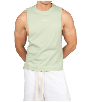 Private Structure เสื้อกล้ามออกกำลังกาย Crew Neck Easy Fit Muscle Tee – Salt Green [4720] / นายแบบอก 41" Size M