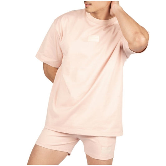 Private Structure เสื้อแขนสั้น Oversized Tee – Dusty Pink [4721A] / นายแบบอก 41" Size M