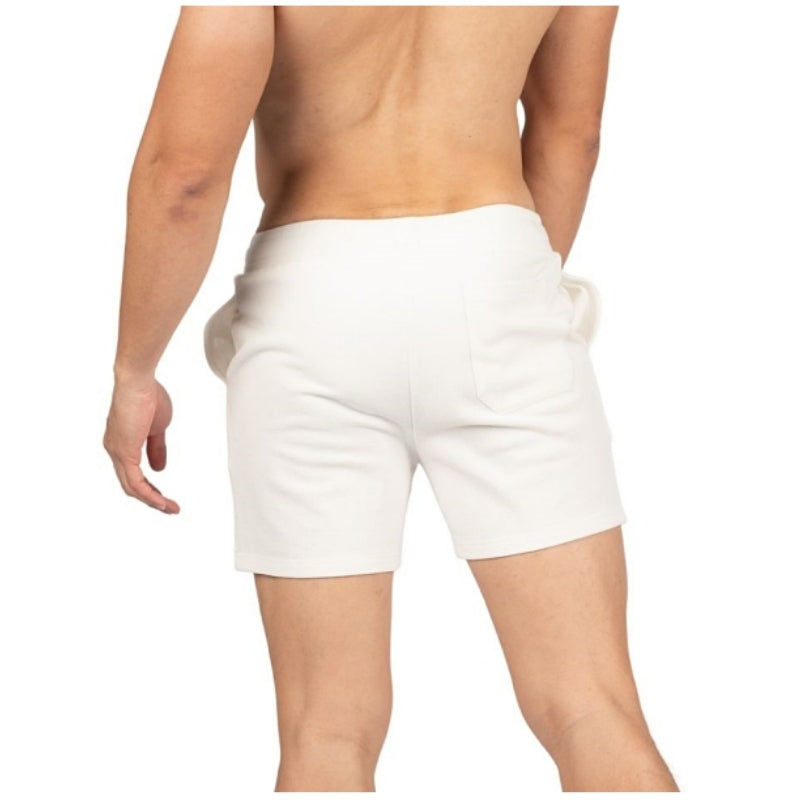 Private Structure กางเกงขาสั้นออกกำลังกาย Sweat Shorts – White [4704] / นายแบบเอว 30" Size M