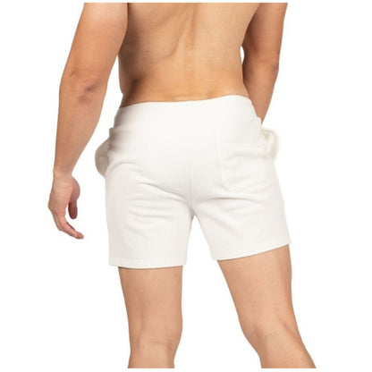 Private Structure กางเกงขาสั้นออกกำลังกาย Sweat Shorts – White [4704] / นายแบบเอว 30" Size M