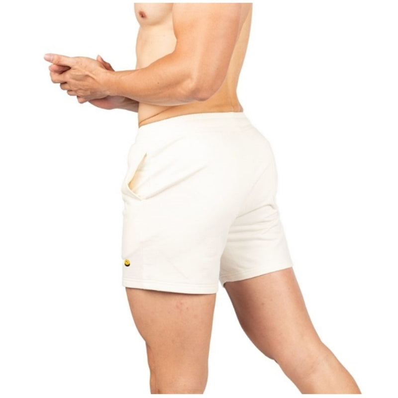 Private Structure กางเกงขาสั้นออกกำลังกาย Sweat Shorts – Ivory White [4698] / นายแบบเอว 30" Size M