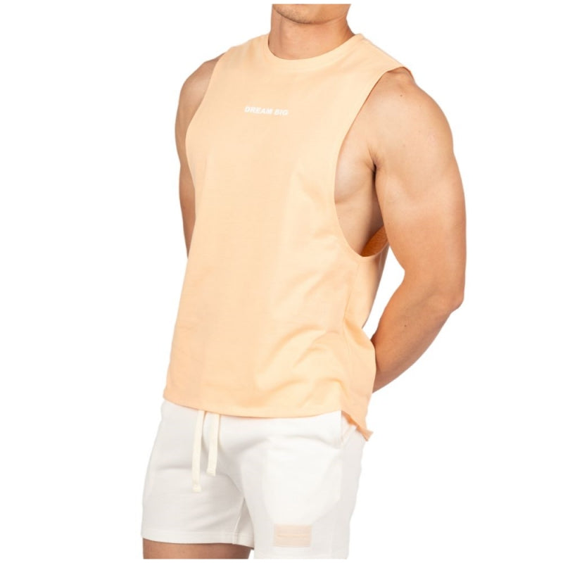 Private Structure เสื้อแขนกุด Fit Muscle Tee – Marigold Orange [4716] / นายแบบอก 41" Size M