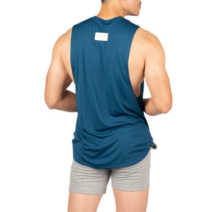 Private Structure เสื้อแขนกุด Fit Muscle Tee – Dark Blue [4710] / นายแบบอก 41" Size M