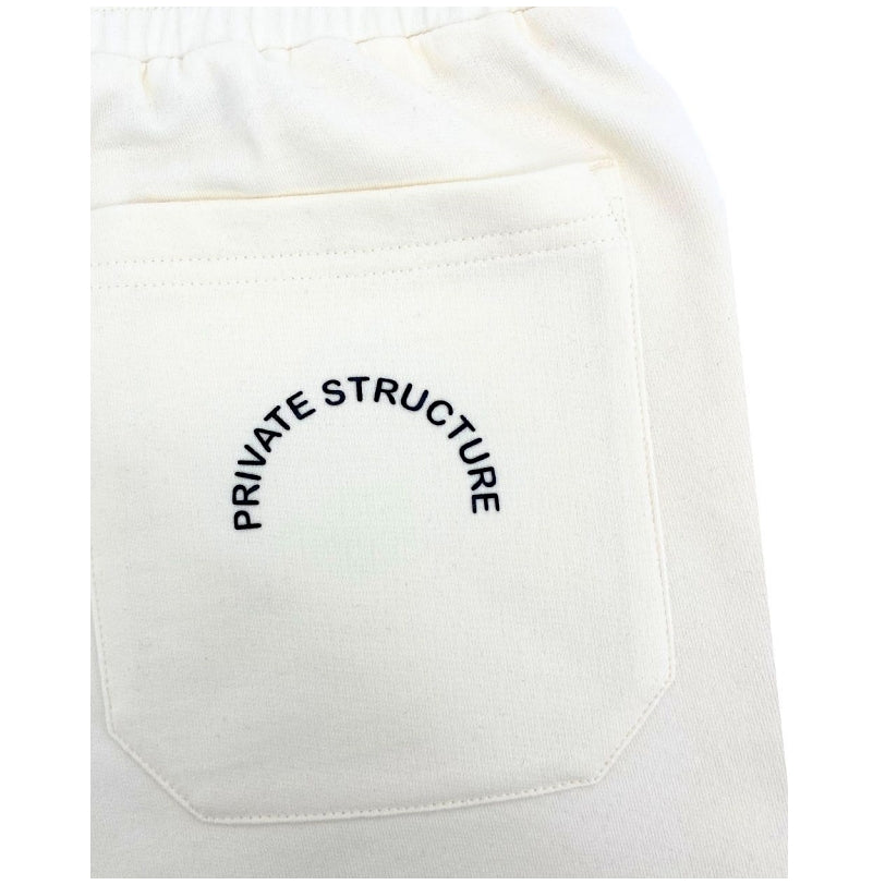 Private Structure กางเกงขาสั้นออกกำลังกาย Sweat Shorts – Ivory White [4698] / นายแบบเอว 30" Size M