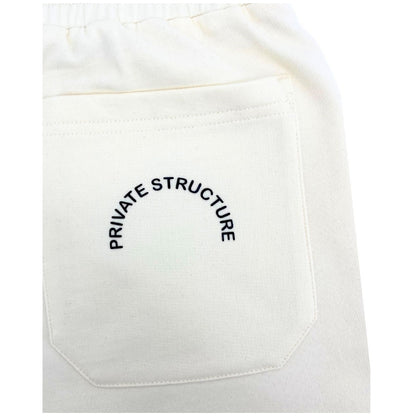 Private Structure กางเกงขาสั้นออกกำลังกาย Sweat Shorts – Ivory White [4698] / นายแบบเอว 30" Size M