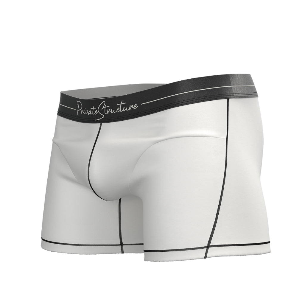 Private Structure กางเกงชั้นในชาย รุ่น Tencel Mid Waist Boxer Brief - Black Mix Cotton White [4381]