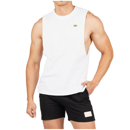 Private Structure เสื้อแขนกุด Crew Neck Easy Fit Muscle Tee – White [4719] / นายแบบอก 41" Size M