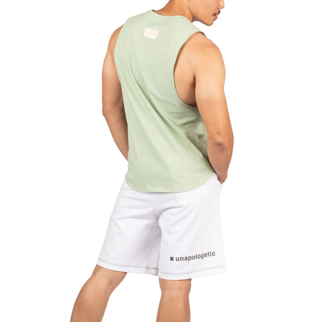 Private Structure เสื้อกล้ามออกกำลังกาย Crew Neck Easy Fit Muscle Tee – Salt Green [4720] / นายแบบอก 41" Size M