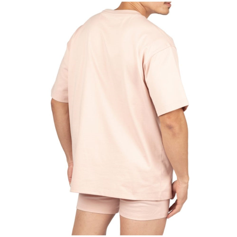 Private Structure เสื้อแขนสั้น Oversized Tee – Dusty Pink [4721A] / นายแบบอก 41" Size M