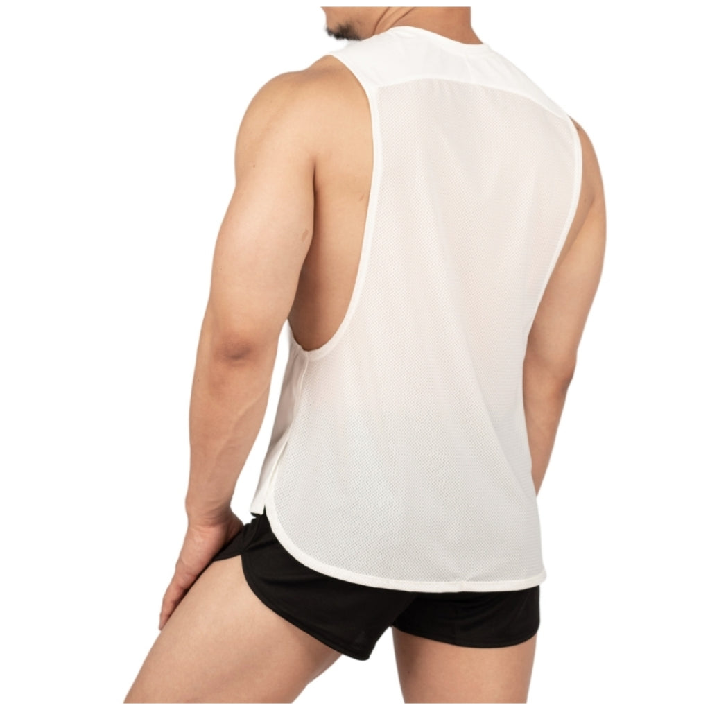 Private Structure เสื้อแขนกุดออกกำลังกาย รุ่น Party Troop Tank – White [4621] / นายแบบอก 41" Size S/M